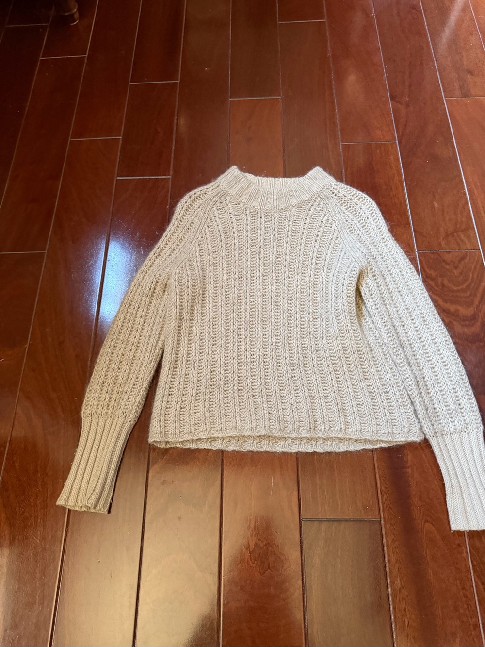 rag & bone Cream Ribbed Crewneck Sweater